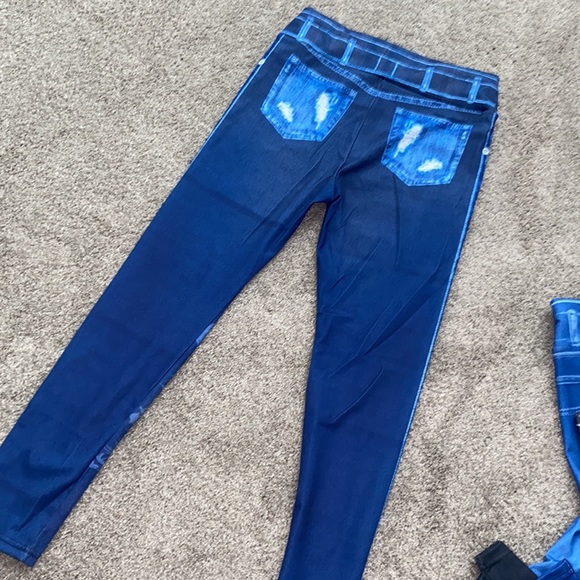 High-waisted High-stretch Faux Denim Leggings - Size Medium - Picture 3 of 6